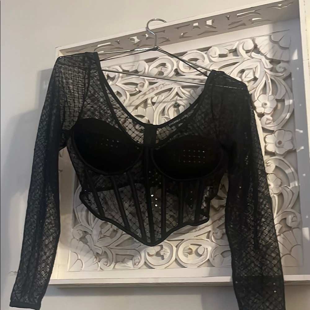 Sincerely Jules long sleeve black corset top. Size medium